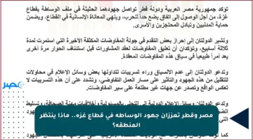 مصر وقطر تعززان جهود الوساطة في قطاع غزة.. ماذا ينتظر المنطقة؟